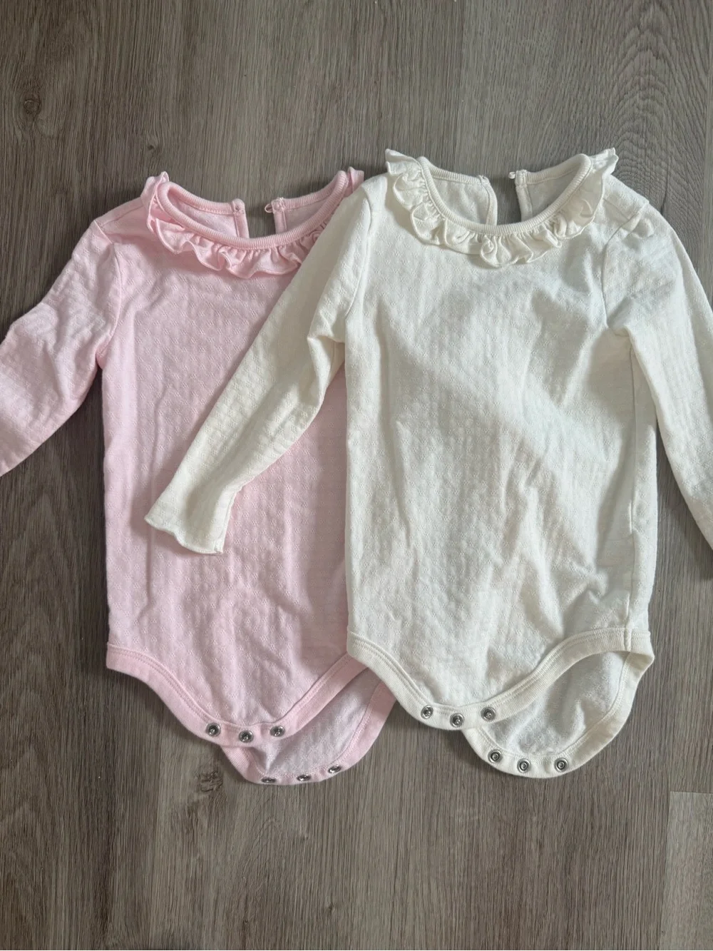 Garanimals Long-Sleeve Ruffle Collar Bodysuits - Pink and Cream